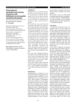 Drug-Induced Agranulocytosis During Treatment with Infliximab in Enteropathic Spondyloarthropathy