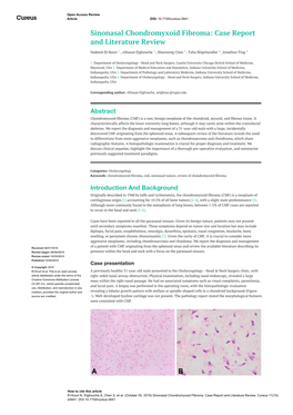 Sinonasal Chondromyxoid Fibroma: Case Report and Literature Review