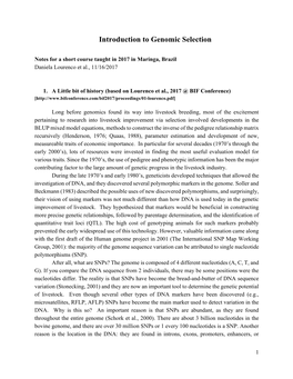 Introduction to Genomic Selection