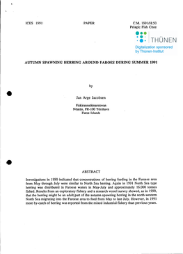 Autumn Spawning Herring Around Faroes During Summer 1991