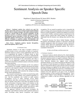 Sentiment Analysis on Speaker Specific Speech Data