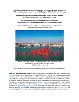 Site-Responsive Public Art Project Choreographing 50 Traditional Venetian Sailboats in a Performative Regatta to Premiere In