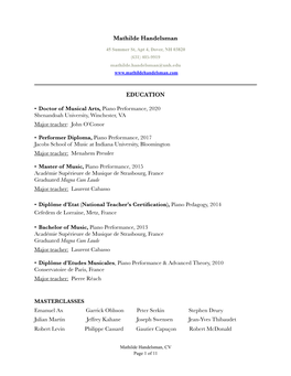 Mathilde Handelsman CV