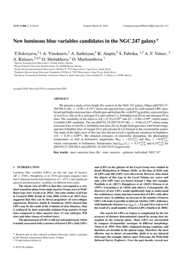 New Luminous Blue Variables Candidates in the NGC 247 Galaxy★