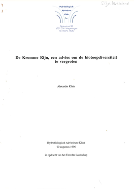 Klink, A., 1996 De Kromme Rijn, Een Advies Om De Biotoopdiversiteit Te