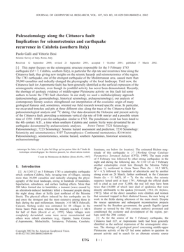 Paleoseismology Along the Cittanova Fault