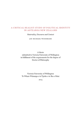 A Critical Realist Study of Political Identity in Aotearoa New Zealand, © 2015