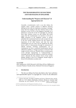 (PDF)655KB***The Transformative Use Doctrine and Fair Dealing In