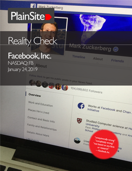 Reality Check Facebook, Inc