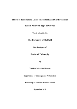 Effects of Testosterone Levels on Mortality and Cardiovascular Risk