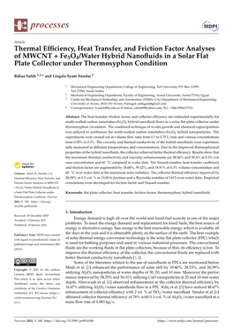 Thermal Efficiency, Heat Transfer, and Friction Factor Analyses of MWCNT