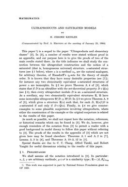 Ultraproducts and Saturated Models