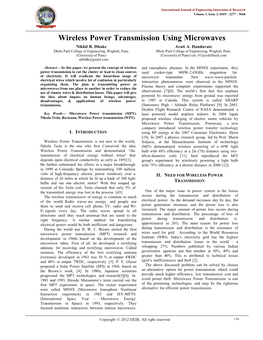 Wireless Power Transmission Using Microwaves Nikhil B