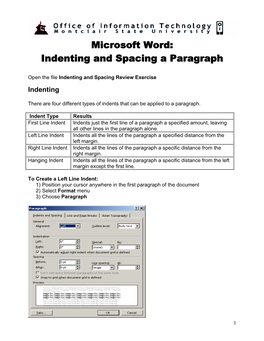 Microsoft Word: Indenting and Spacing a Paragraph