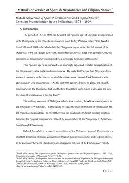 Mutual Conversion of Spanish Missionaries and Filipino Natives