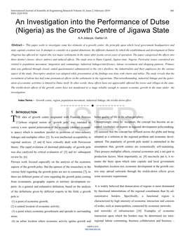 (Nigeria) As the Growth Centre of Jigawa State A.A Jolaoye, Garba I.A