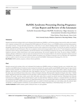 Handl Syndrome Presenting During Pregnancy: a Case Report And