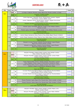 Calendrier Sorties