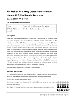 RT² Profiler PCR Array (Rotor-Gene® Format) Human Unfolded Protein Response