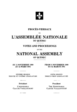 L'assemblée Nationale Du Québec