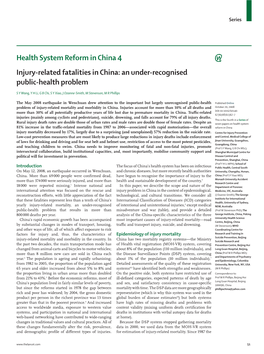 Health System Reform in China 4 Injury-Related Fatalities in China: an Under-Recognised Public-Health Problem