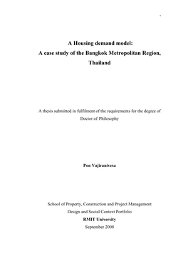 A Case Study of the Bangkok Metropolitan Region, Thailand