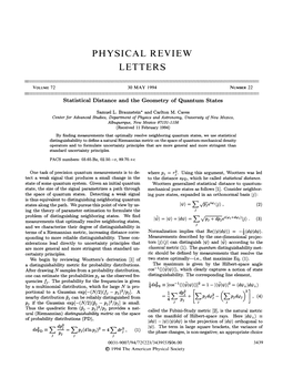 Statistical Distance and the Geometry of Quantum States