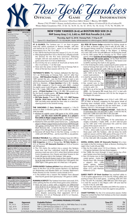 NYY Game Notes