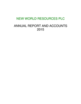 New World Resources Plc Annual Report and Accounts 2015