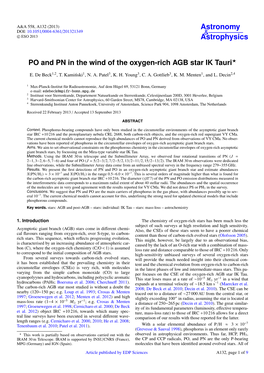 PO and PN in the Wind of the Oxygen-Rich AGB Star IK Tauri⋆
