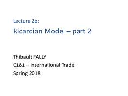 Ricardian Model – Part 2