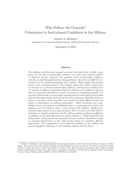 Polarization in Institutional Confidence in the Military