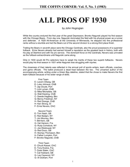 All Pros of 1930