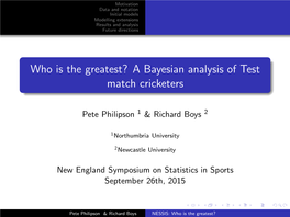 A Bayesian Analysis of Test Match Cricketers