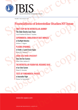 Foundations of Interstellar Studies NY Issue