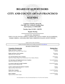 Board of Supervisors City and County of San Francisco Agenda