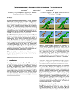 Deformable Object Animation Using Reduced Optimal Control