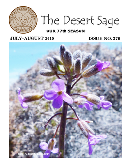 The Desert Sage OUR 77Th SEASON JULY–AUGUST 2018 ISSUE NO
