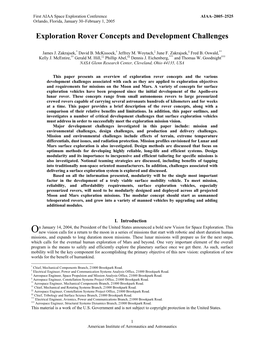 Exploration Rover Concepts and Development Challenges
