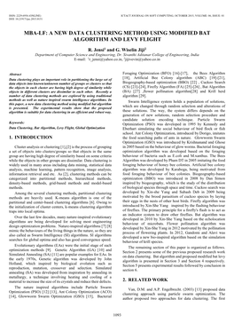 Mba-Lf: a New Data Clustering Method Using Modified Bat Algorithm and Levy Flight