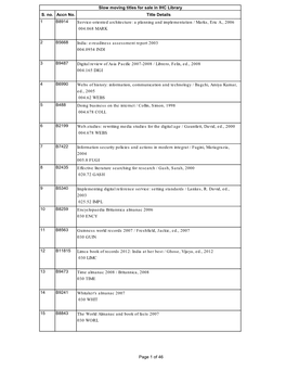 Slow Moving Titles for Sale in IHC Library S