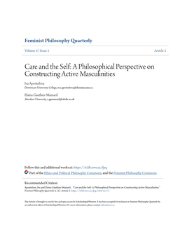 A Philosophical Perspective on Constructing Active Masculinities Iva Apostolova Dominican University College, Iva.Apostolova@Dominicanu.Ca