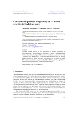 Classical and Quantum Integrability of 2D Dilaton Gravities in Euclidean Space