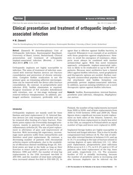 Clinical Presentation and Treatment of Orthopaedic Implant- Associated Infection