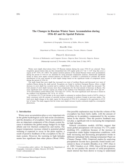 The Changes in Russian Winter Snow Accumulation During 1936–83 And