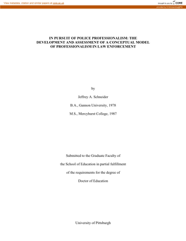 In Pursuit of Police Professionalism: the Development and Assessment of a Conceptual Model of Professionalism in Law Enforcement