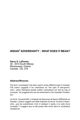 Indian Sovereignty : What Does It Mean?