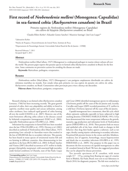 First Record of Neobenedenia Melleni (Monogenea: Capsalidae)