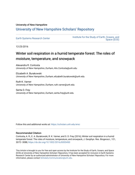 Winter Soil Respiration in a Humid Temperate Forest: the Roles of Moisture, Temperature, and Snowpack