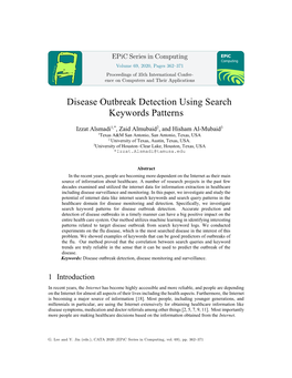 Disease Outbreak Detection Using Search Keywords Patterns